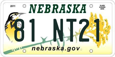 NE license plate 81NT21