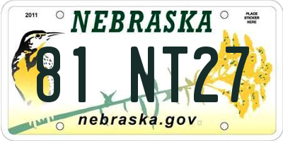 NE license plate 81NT27