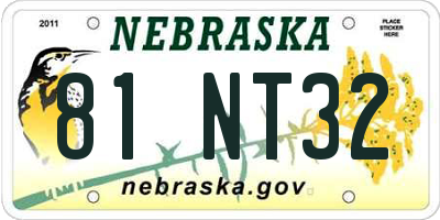 NE license plate 81NT32