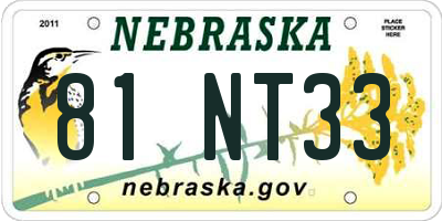 NE license plate 81NT33
