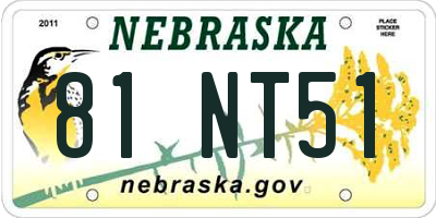 NE license plate 81NT51