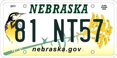 NE license plate 81NT57