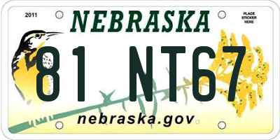 NE license plate 81NT67