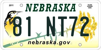 NE license plate 81NT72