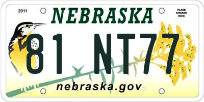 NE license plate 81NT77
