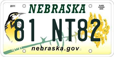 NE license plate 81NT82