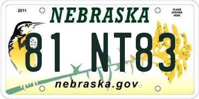 NE license plate 81NT83