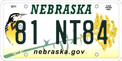 NE license plate 81NT84
