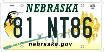 NE license plate 81NT86