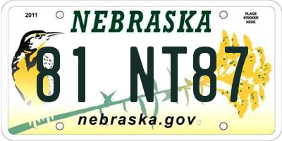 NE license plate 81NT87