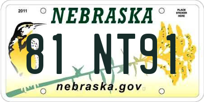 NE license plate 81NT91