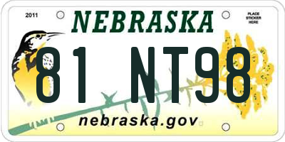 NE license plate 81NT98