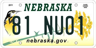 NE license plate 81NU01