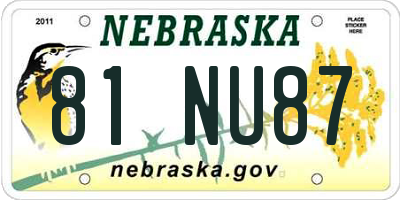 NE license plate 81NU87