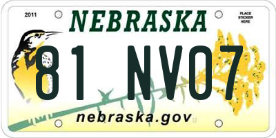 NE license plate 81NV07