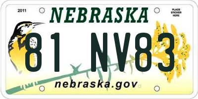 NE license plate 81NV83