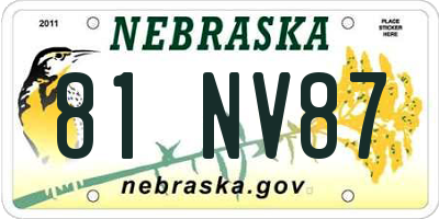NE license plate 81NV87