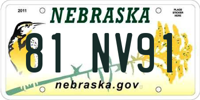 NE license plate 81NV91