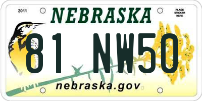 NE license plate 81NW50