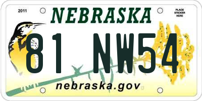 NE license plate 81NW54