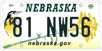 NE license plate 81NW56