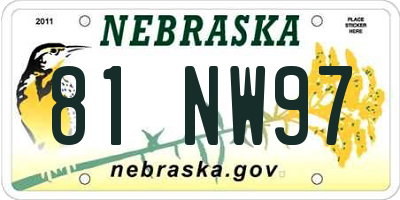 NE license plate 81NW97