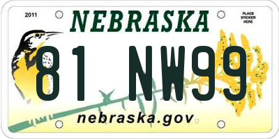 NE license plate 81NW99
