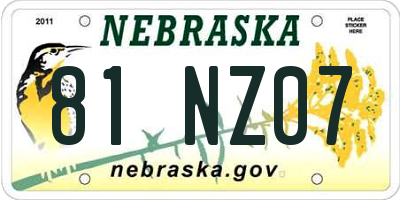 NE license plate 81NZ07