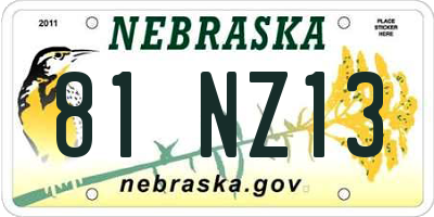 NE license plate 81NZ13