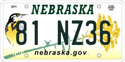 NE license plate 81NZ36