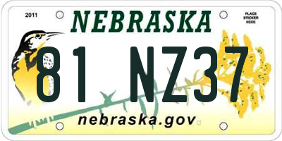 NE license plate 81NZ37
