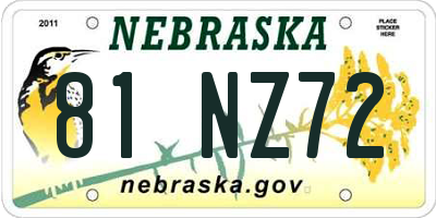 NE license plate 81NZ72