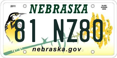 NE license plate 81NZ80