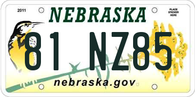 NE license plate 81NZ85