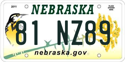 NE license plate 81NZ89