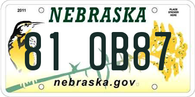 NE license plate 81OB87