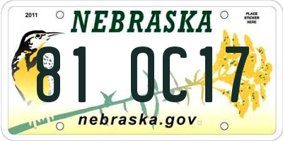 NE license plate 81OC17