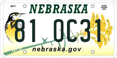 NE license plate 81OC31