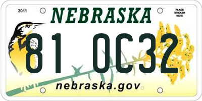 NE license plate 81OC32