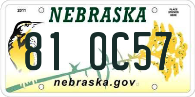 NE license plate 81OC57