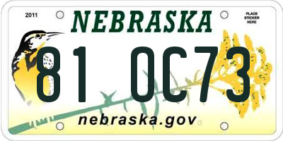 NE license plate 81OC73