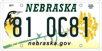 NE license plate 81OC81