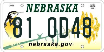 NE license plate 81OD48