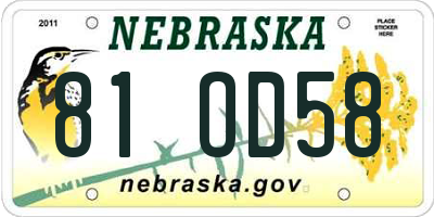 NE license plate 81OD58