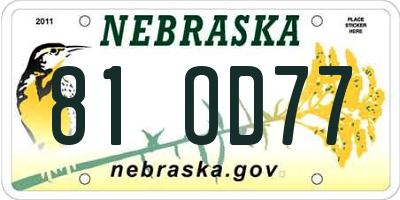 NE license plate 81OD77
