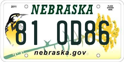 NE license plate 81OD86