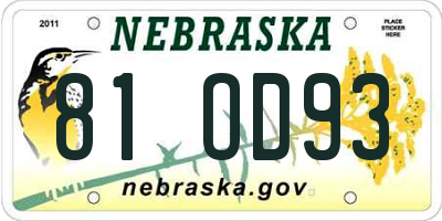 NE license plate 81OD93