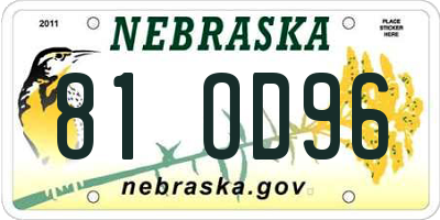 NE license plate 81OD96
