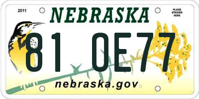 NE license plate 81OE77