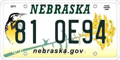 NE license plate 81OE94